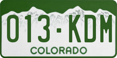 CO license plate 013KDM