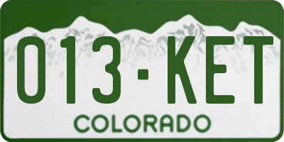 CO license plate 013KET