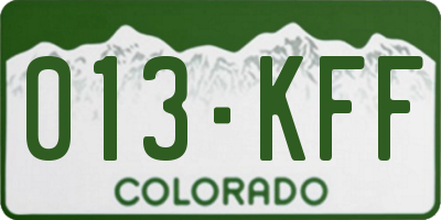 CO license plate 013KFF