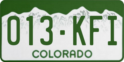 CO license plate 013KFI