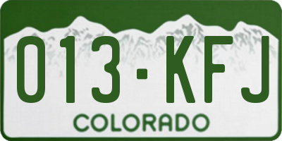 CO license plate 013KFJ