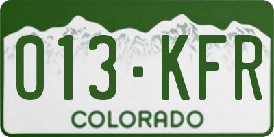 CO license plate 013KFR