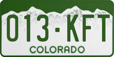 CO license plate 013KFT