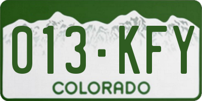 CO license plate 013KFY
