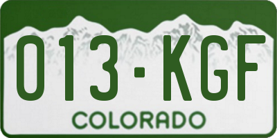 CO license plate 013KGF