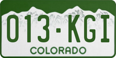 CO license plate 013KGI