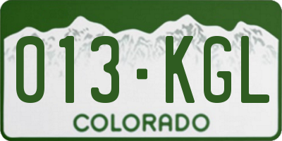 CO license plate 013KGL