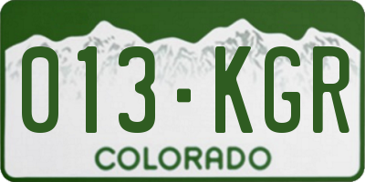 CO license plate 013KGR