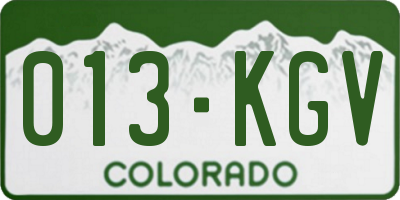CO license plate 013KGV