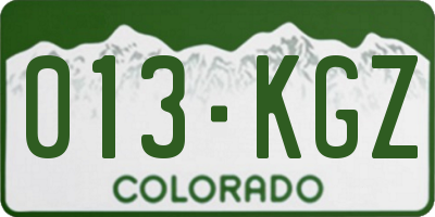 CO license plate 013KGZ
