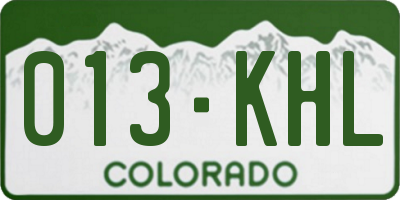 CO license plate 013KHL