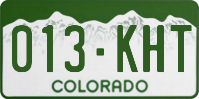 CO license plate 013KHT
