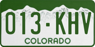 CO license plate 013KHV