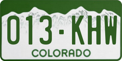 CO license plate 013KHW