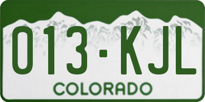 CO license plate 013KJL