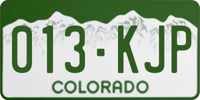 CO license plate 013KJP