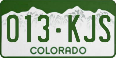 CO license plate 013KJS