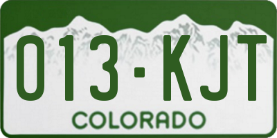 CO license plate 013KJT