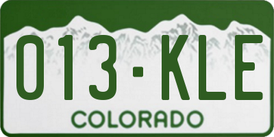 CO license plate 013KLE