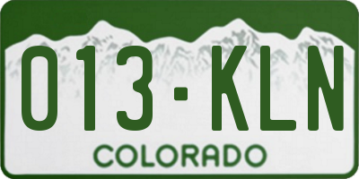 CO license plate 013KLN