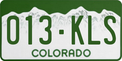 CO license plate 013KLS