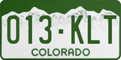 CO license plate 013KLT