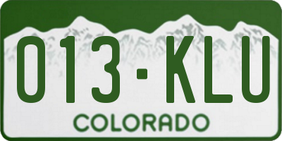 CO license plate 013KLU