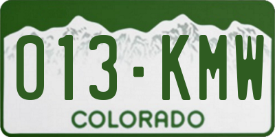 CO license plate 013KMW