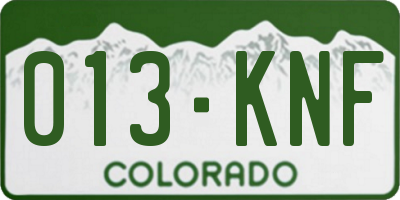 CO license plate 013KNF