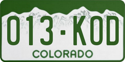 CO license plate 013KOD