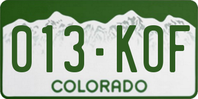 CO license plate 013KOF