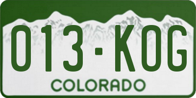 CO license plate 013KOG
