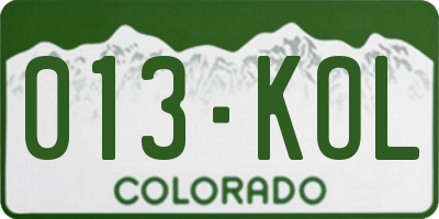 CO license plate 013KOL