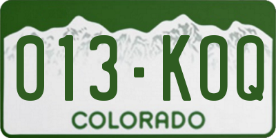 CO license plate 013KOQ