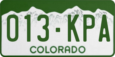 CO license plate 013KPA