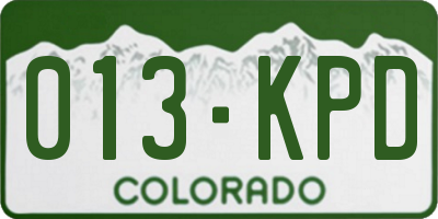 CO license plate 013KPD