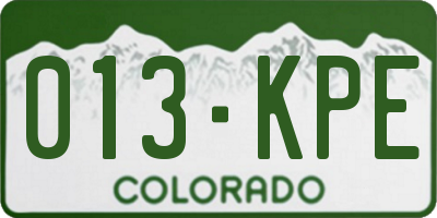 CO license plate 013KPE