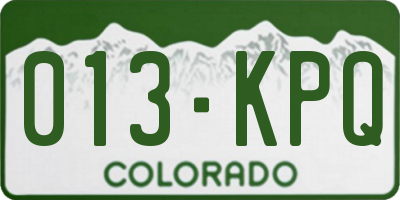 CO license plate 013KPQ