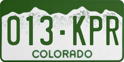 CO license plate 013KPR