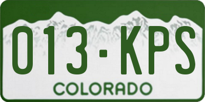 CO license plate 013KPS