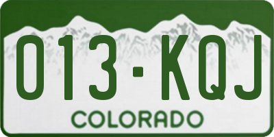CO license plate 013KQJ