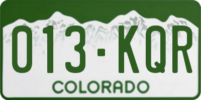 CO license plate 013KQR