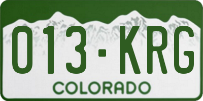 CO license plate 013KRG