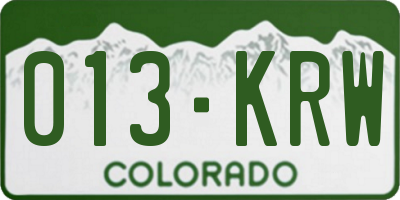 CO license plate 013KRW