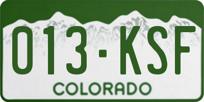 CO license plate 013KSF