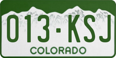 CO license plate 013KSJ