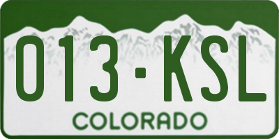 CO license plate 013KSL