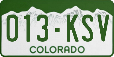 CO license plate 013KSV