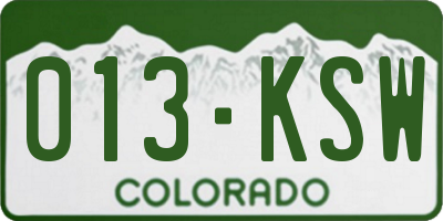 CO license plate 013KSW