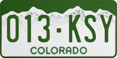 CO license plate 013KSY
